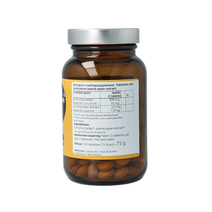 Hanoju Kurkumapoeder + piperine 500mg bio 150.00 Tabletten