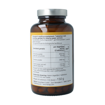 Hanoju Kurkuma + gember + piperine 500mg 300 Tabletten