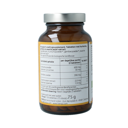 Hanoju Kurkuma + gember + piperine 500mg 150.00 Tabletten