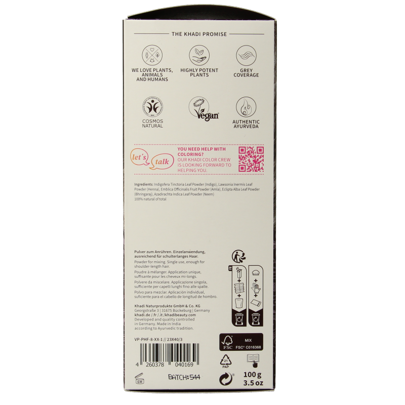 Khadi Haarkleur dark brown 100 Gram