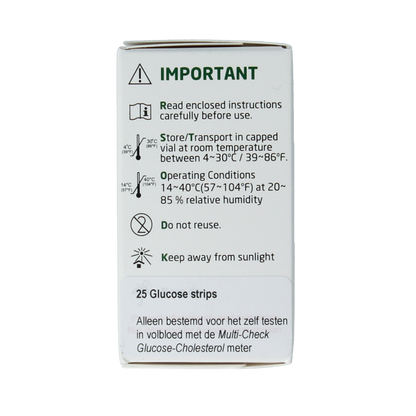 Testjezelf Multicheck glucose teststrips 25.00 Stuks