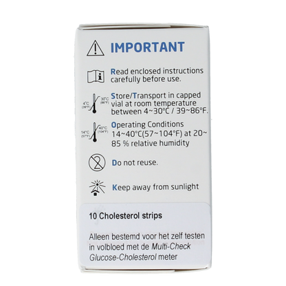 Testjezelf Multicheck cholesterol teststrips 10.00 Stuks