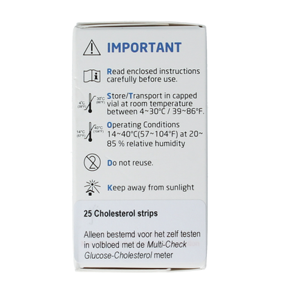 Testjezelf Multicheck cholesterol teststrips 25.00 Stuks