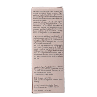 Joik Organics Sunless tan facial drops 30 Milliliter