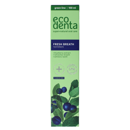Ecodenta Tandpasta fresh breath bosbessenextr green line 100.00 Milliliter