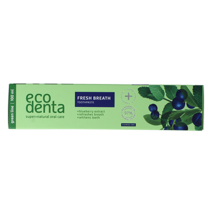 Ecodenta Tandpasta fresh breath bosbessenextr green line 100.00 Milliliter
