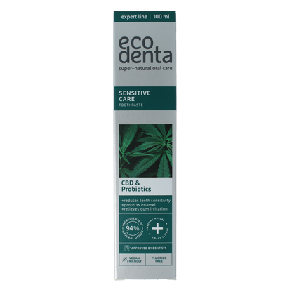 Ecodenta Tandpasta sensitive CBD probiotica expert line 100 Milliliter