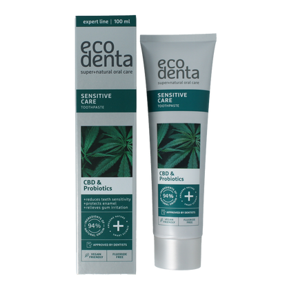 Ecodenta Tandpasta sensitive CBD probiotica expert line 100 Milliliter