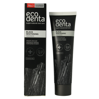 Ecodenta Tandpasta whitening houtskool extra black 100 Milliliter