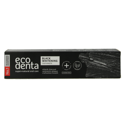 Ecodenta Tandpasta whitening houtskool extra black 100 Milliliter