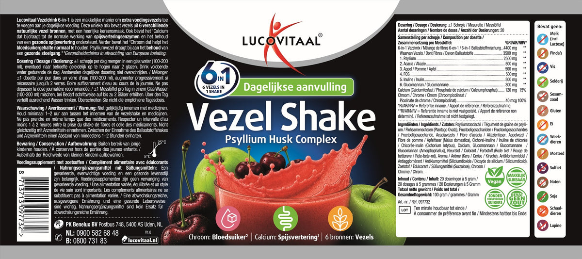 Lucovitaal Vezel Shake 6-in-1 100.00 Gram