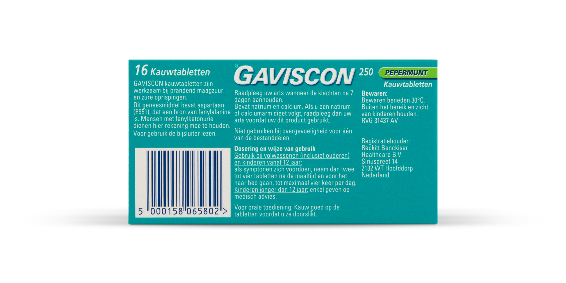Gaviscon Pepermunt 250 16.00 Kauwtabletten