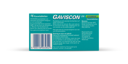 Gaviscon Pepermunt 250 16.00 Kauwtabletten
