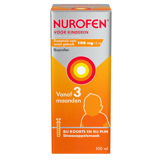 Nurofen Suspensie kind 100mg / 5ml sinaasappel suikervrij 100 Milliliter