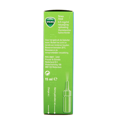 Vicks Sinex aloe neusspray 15.00 Milliliter
