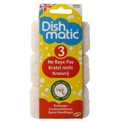 Dishmatic  Navulspons krasvrij  3 Stuks