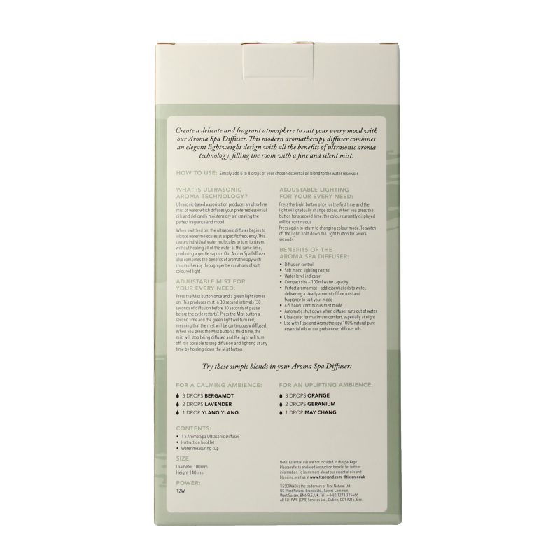 Tisserand Aroma spa diffuser 1 Stuks
