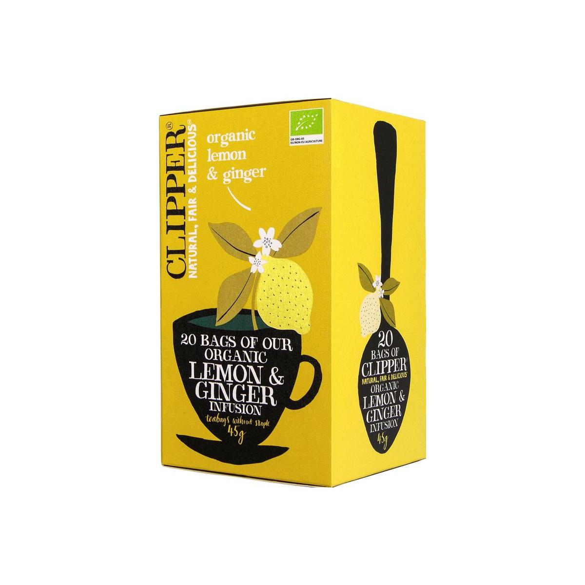 Clipper Lemon & ginger tea bio 20 Zakjes