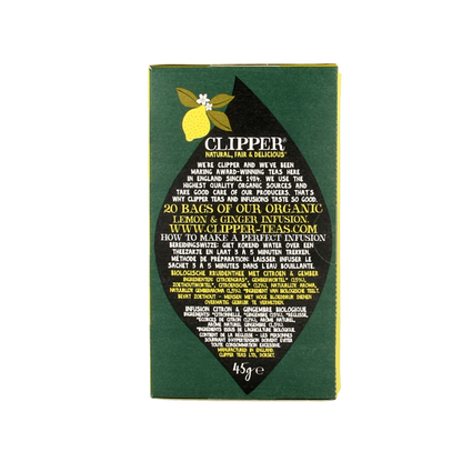 Clipper Lemon & ginger tea bio 20 Zakjes
