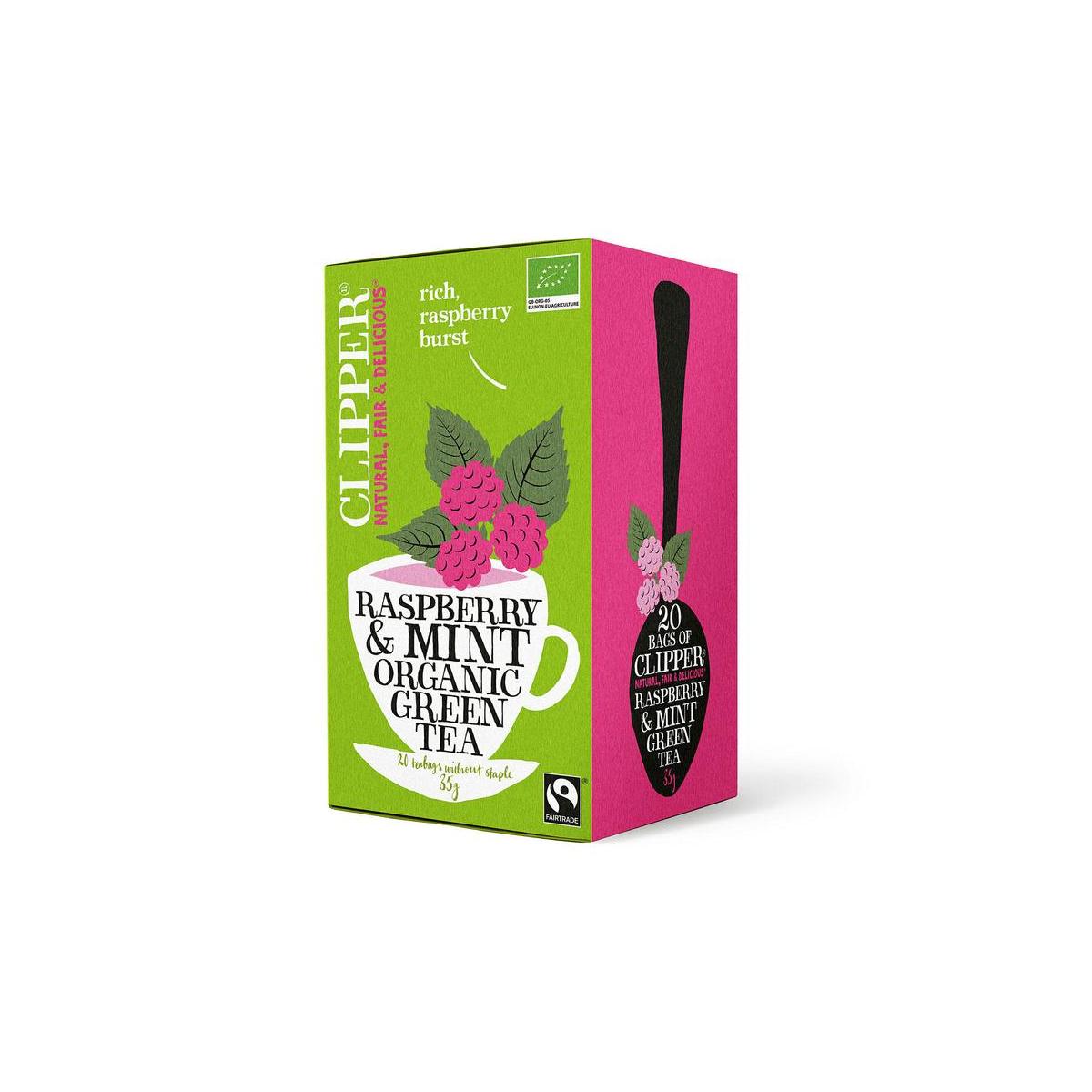 Clipper Framboos mint green tea bio 20 Zakjes