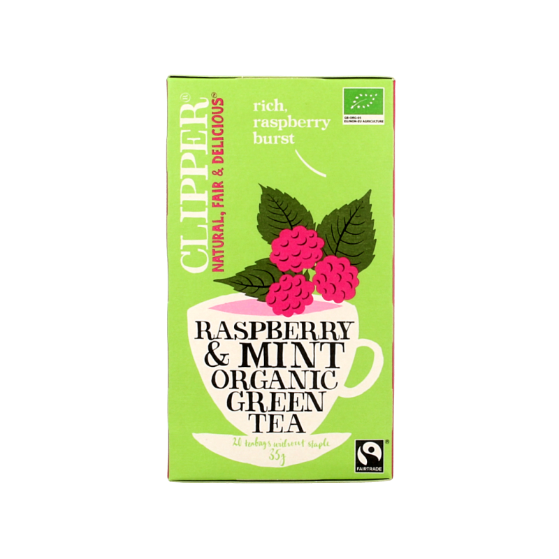 Clipper Framboos mint green tea bio 20 Zakjes