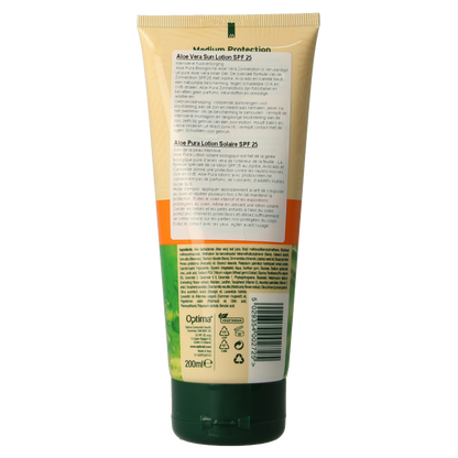 Optima Aloe pura organic aloe vera zonnelotion SPF25 200 Milliliter