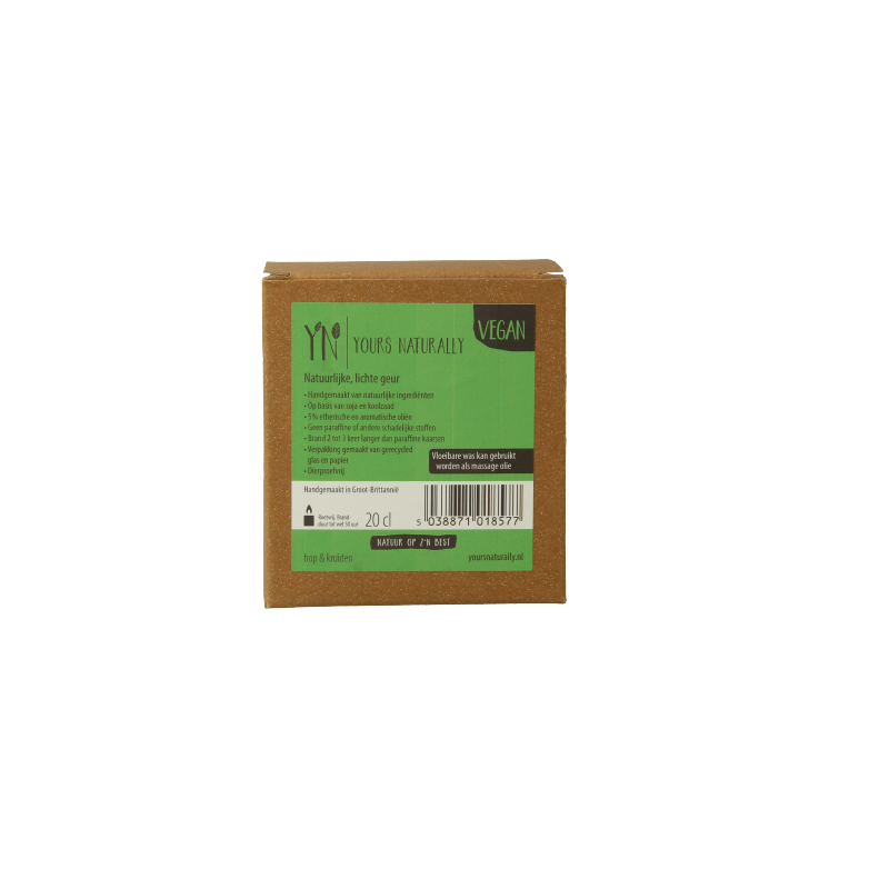 Yours Naturally Geurkaars in glas hop & kruiden 20cl 1 Stuks
