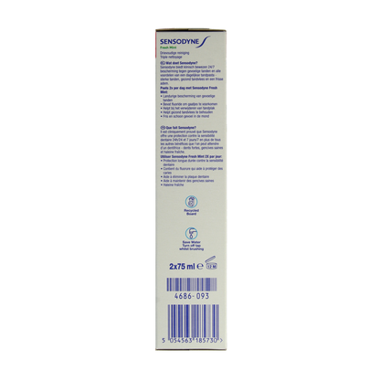 Sensodyne Tandpasta fresh mint 2 x 75ml 150.00 Milliliter