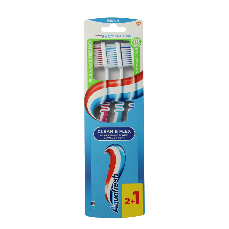 Aquafresh Tandenborstel clean & flex medium 3 Stuks