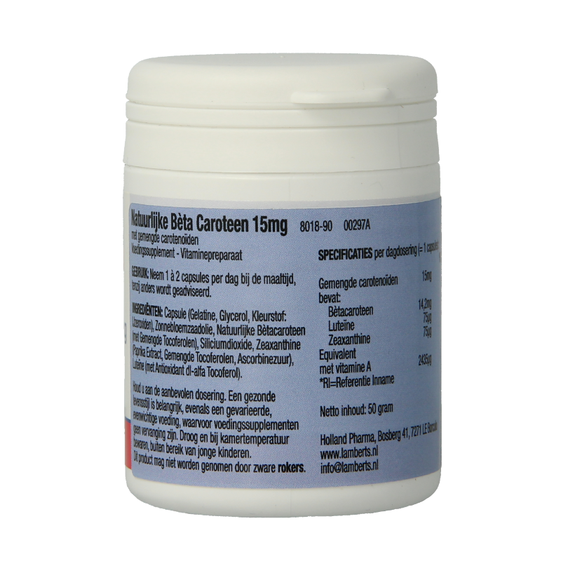Lamberts Vitamine A 15mg natuurlijke (beta caroteen) 90 Capsules