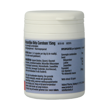 Lamberts Vitamine A 15mg natuurlijke (beta caroteen) 90 Capsules