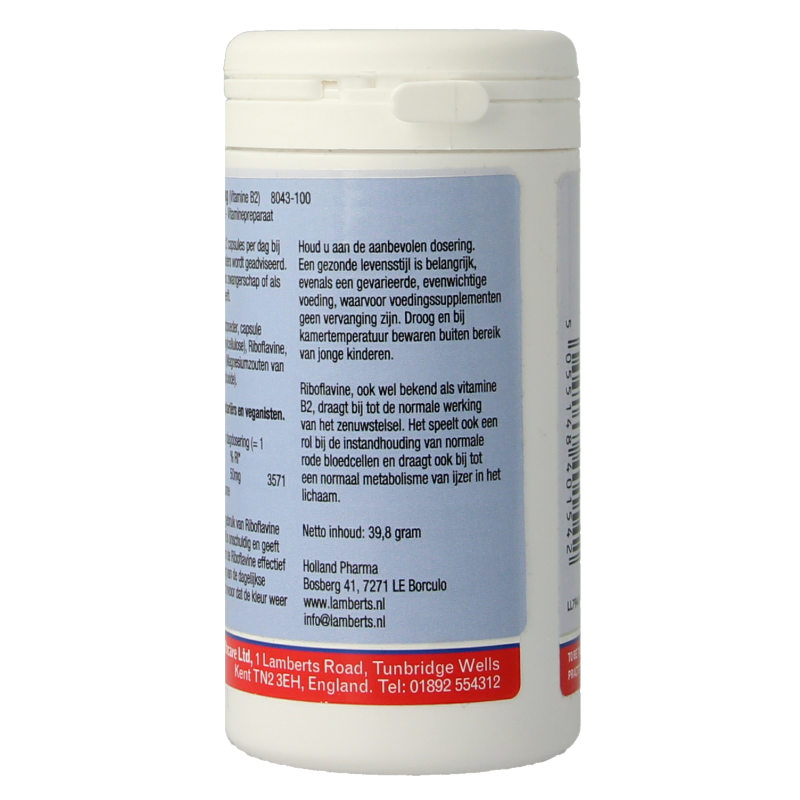 Lamberts Vitamine B2 50mg (riboflavine) 100 Vegetarische capsules