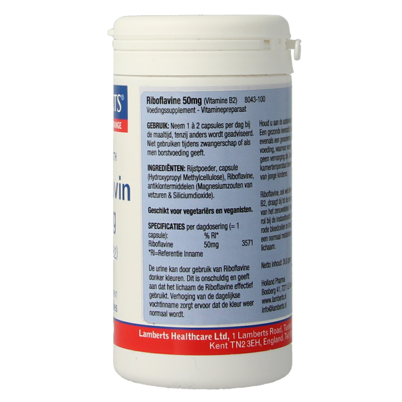 Lamberts Vitamine B2 50mg (riboflavine) 100 Vegetarische capsules