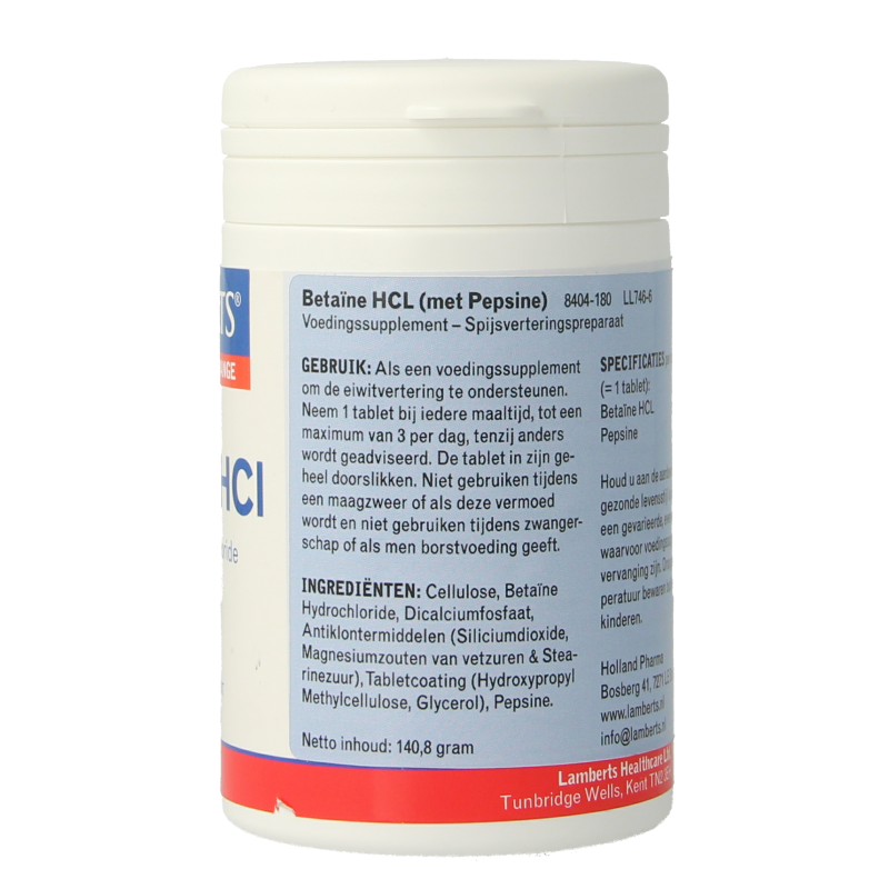 Lamberts Betaine HCL 324mg/Pepsine 5mg 180 Tabletten