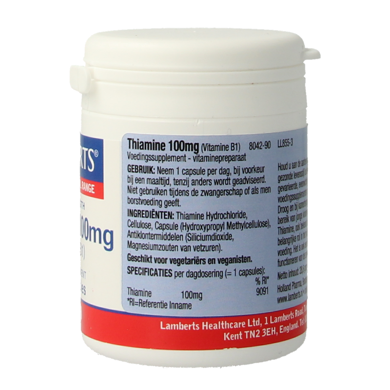 Lamberts Vitamine B1 100mg (thiamine) 90 Vegetarische capsules