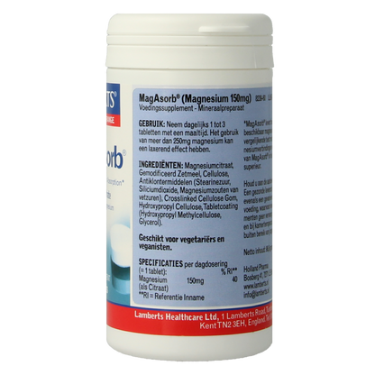 Lamberts MagAsorb (magnesium citraat) 150mg 60 Tabletten
