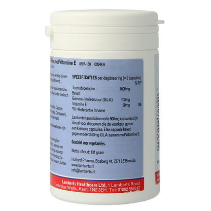 Lamberts Teunisbloemolie 500mg (pure evening primrose oil) 180 Vegetarische capsules