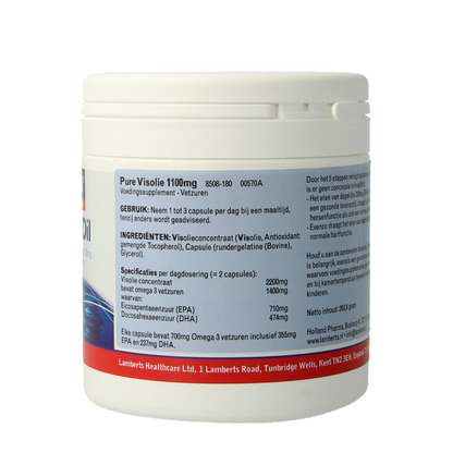 Lamberts Pure visolie 1100mg omega 3 180 Capsules