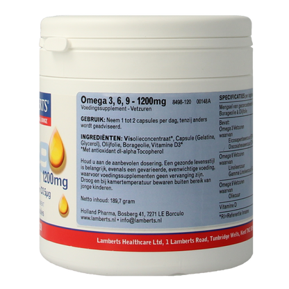Lamberts Visolie Omega 3 6 9 120 Capsules