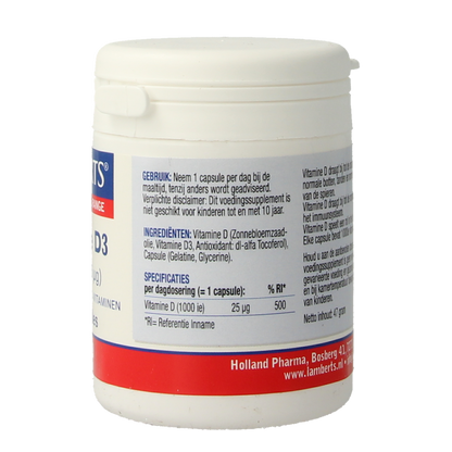 Lamberts Vitamine D3 1000IE/25mcg 120.00 Capsules