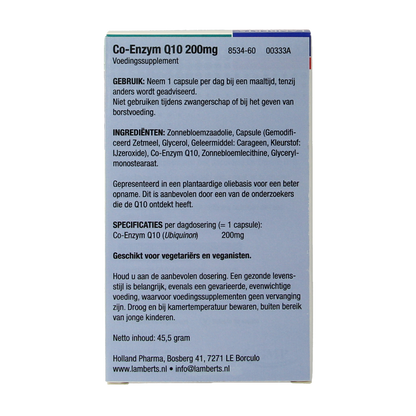 Lamberts Co enzym Q10 200mg 60.00 Vegetarische capsules