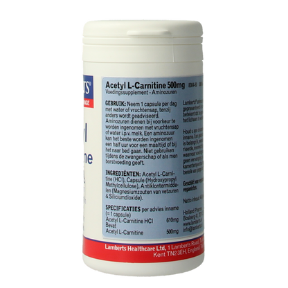 Lamberts Acetyl-L-Carnitine 500mg 60 Capsules