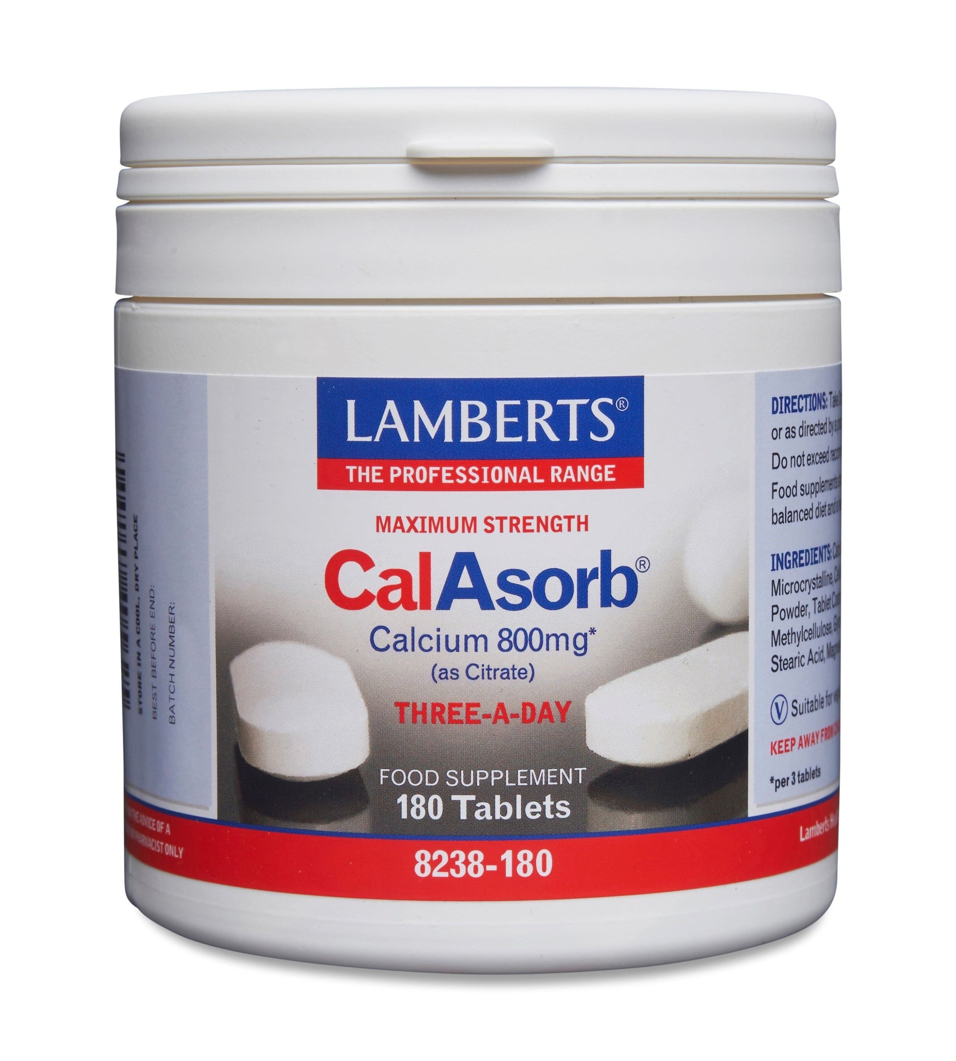 Lamberts CalAsorb (calcium citraat) & Vitamine D3 180.00 Tabletten
