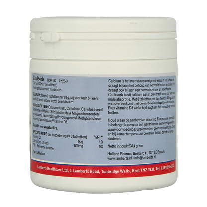 Lamberts CalAsorb (calcium citraat) & Vitamine D3 180 Tabletten