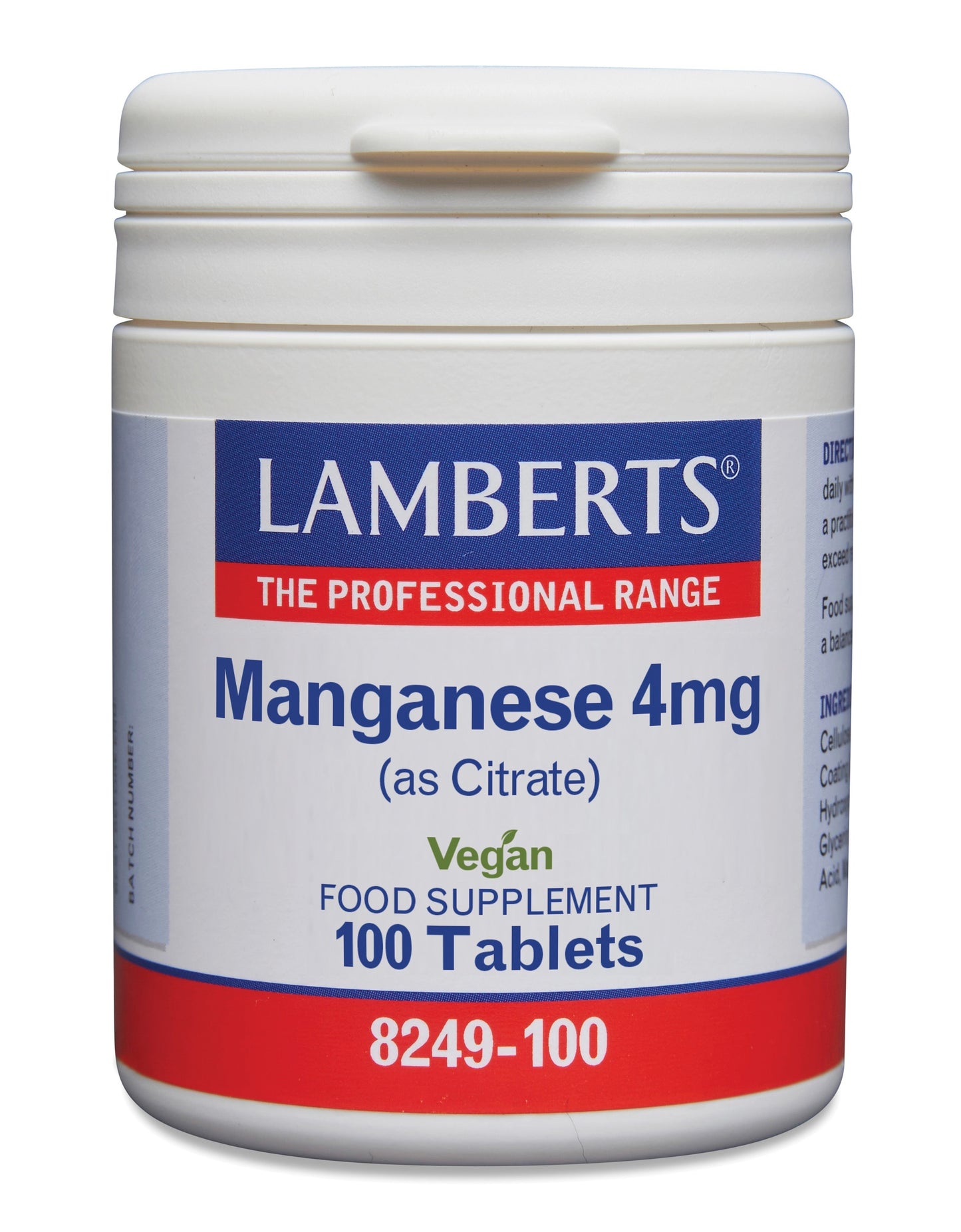 Lamberts Mangaan (manganese) 4mg 100.00 Tabletten