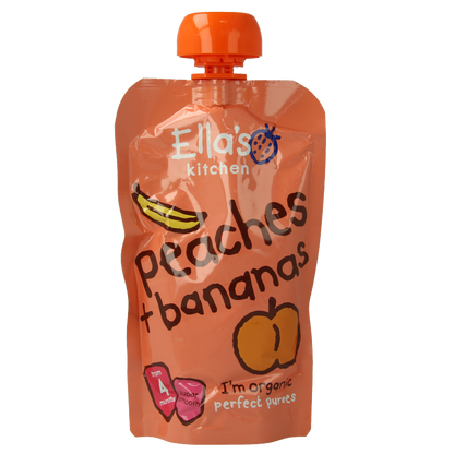 Ella's Kitchen Peaches & bananas 4 maand knijpzak bio 120 Gram