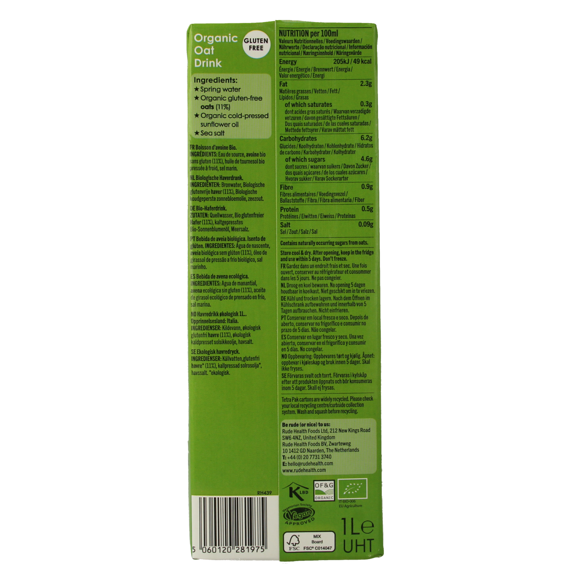 Rude Health Haverdrank bio 1.00 Liter