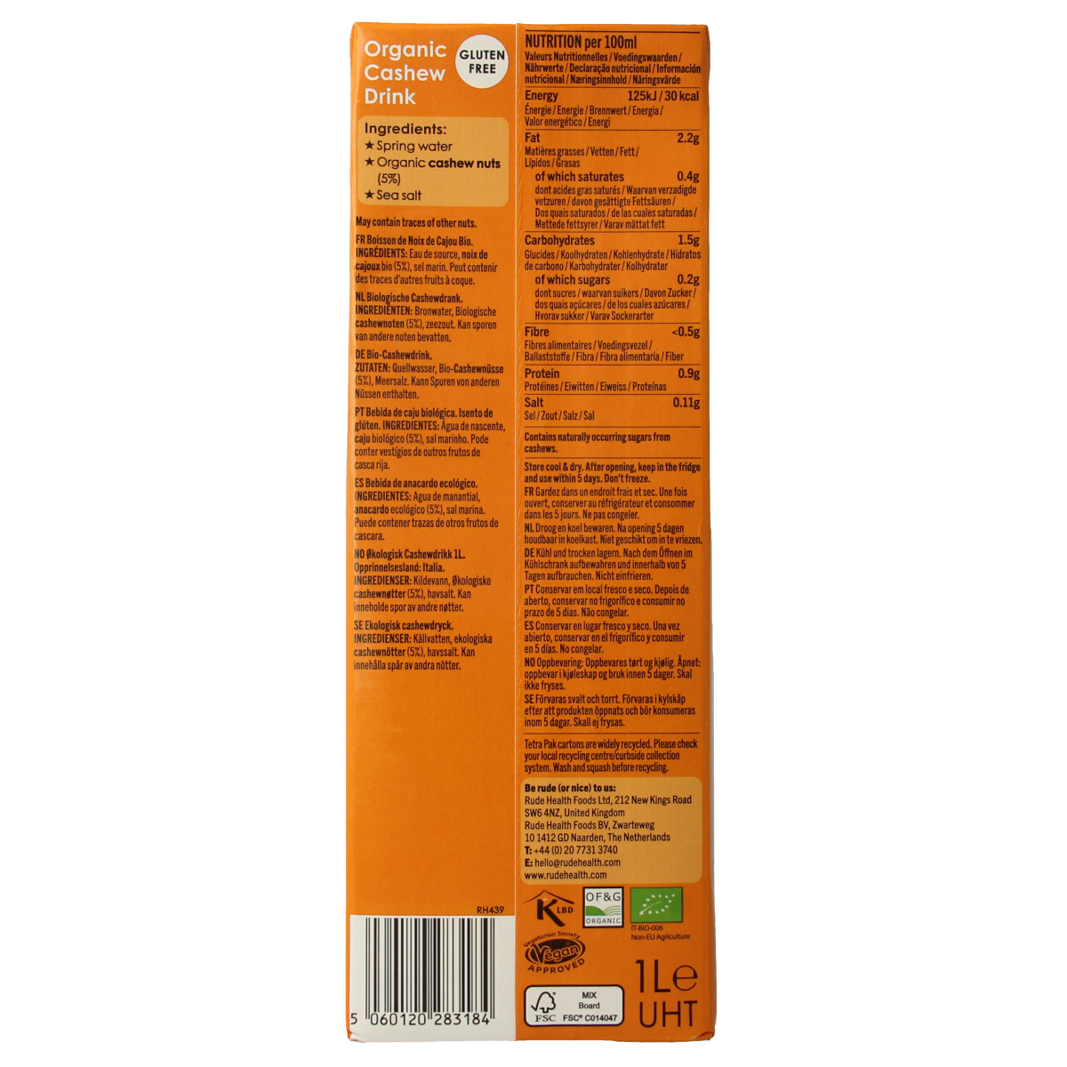 Rude Health Cashewnootdrank bio 1.00 Liter
