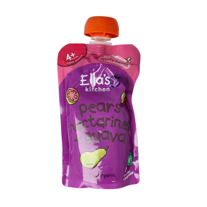 Ella's Kitchen Pears nectarines & guava 4+ knijpzakje bio 120.00 Gram