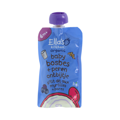 Ella's Kitchen Baby bosbes + peer ontbijt 6+ bio 100.00 Gram